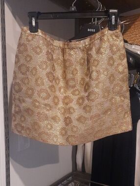 JCrew Gold Brocade Leopard-Print Mini Skirt